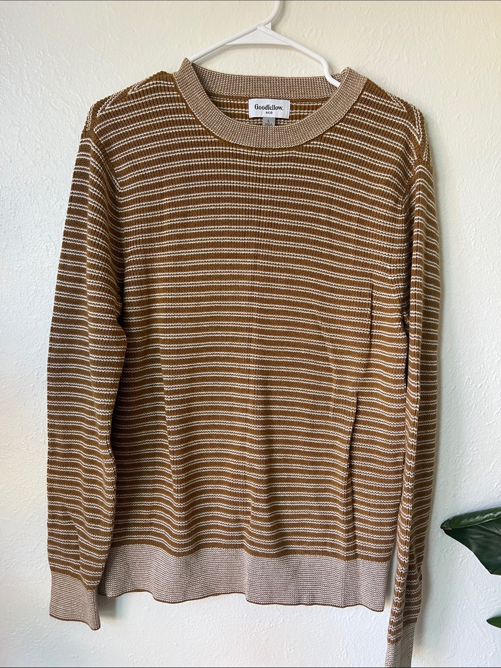 Men’s- Goodfellow & Co Brown and Cream Striped Crewneck Sweater
Retro Cabincore